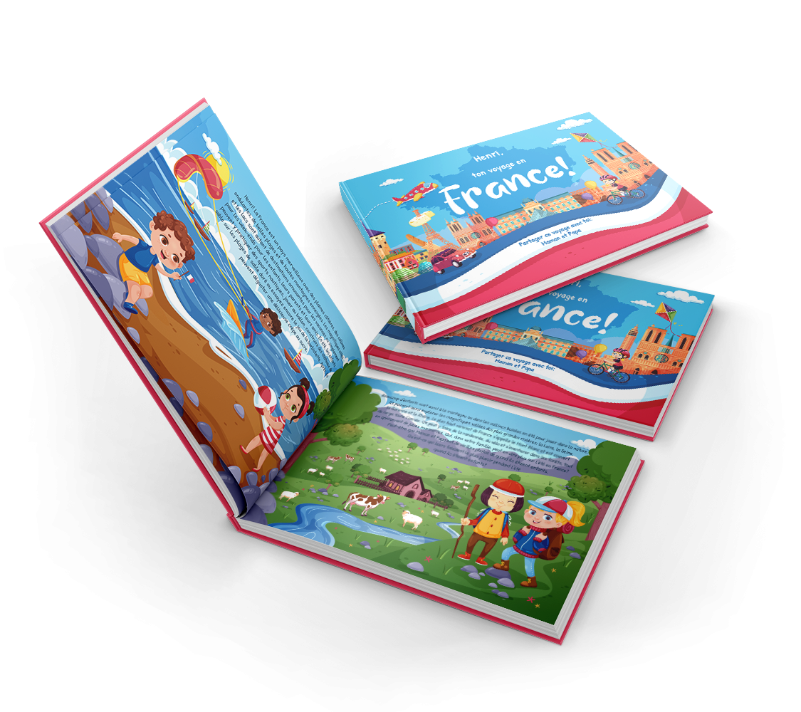 Open a great dialogue with your French expat children in this personalised book about France